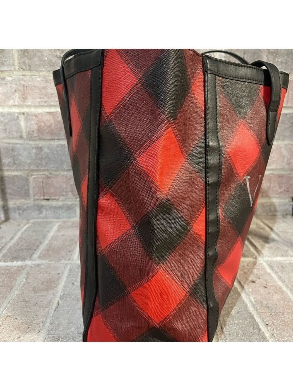 Victoria's Secret Red and Black Plaid Tote - Picture 8 of 9